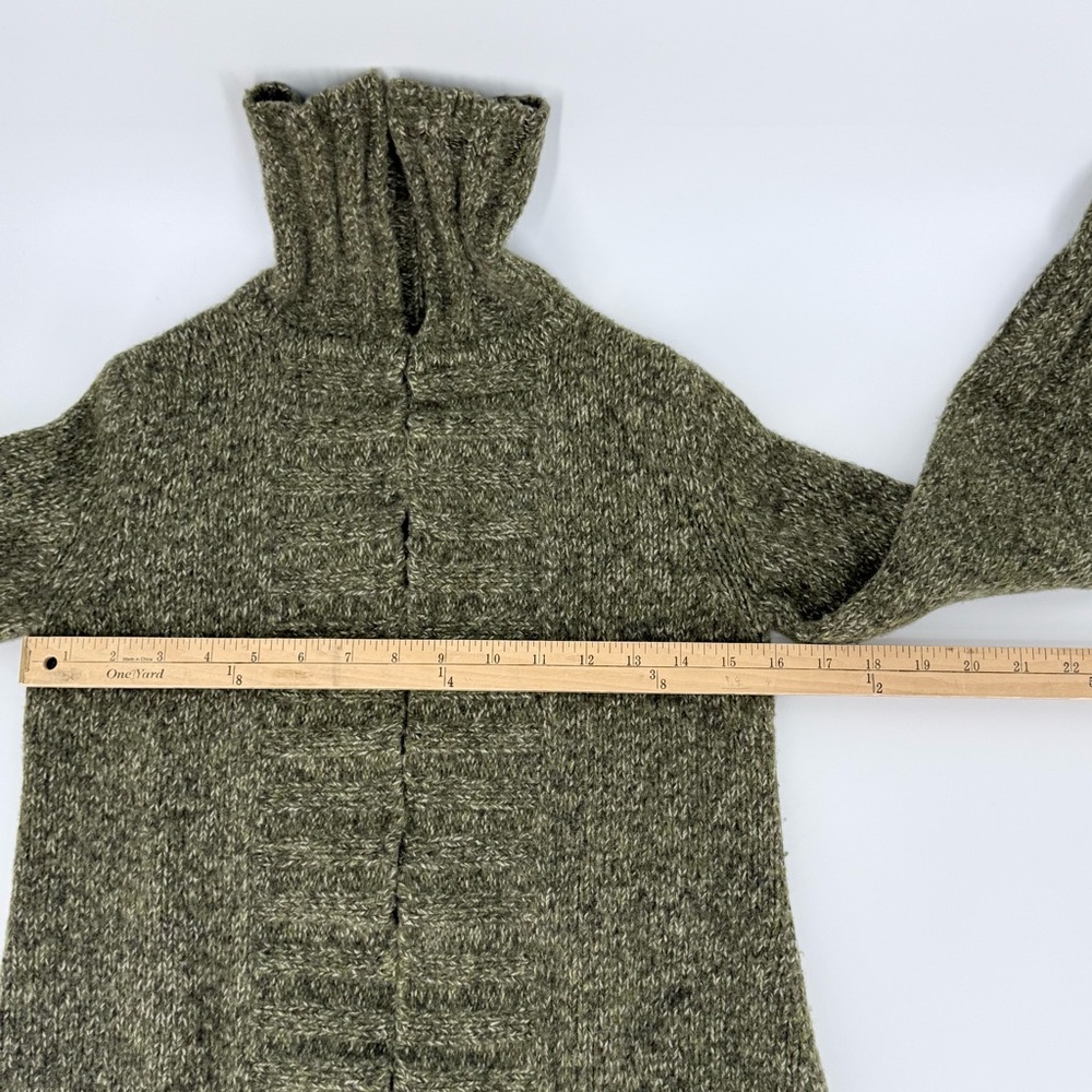 Vintage Express Merino Wool Blend Duster Cardigan Sweater S Olive Marled Knit - Picture 8 of 14